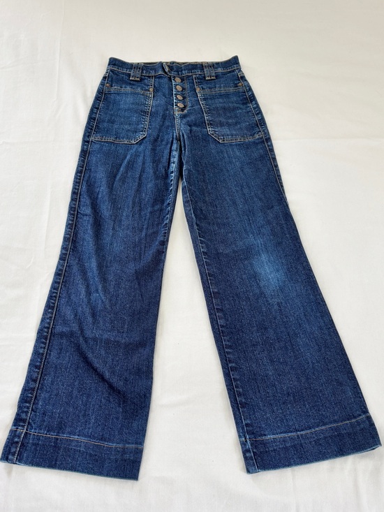 7 For All Mankind Denim - 7 For All Mankind High Rise Wide Leg Denim Jeans Dark Wash Women's 27 (28x28)